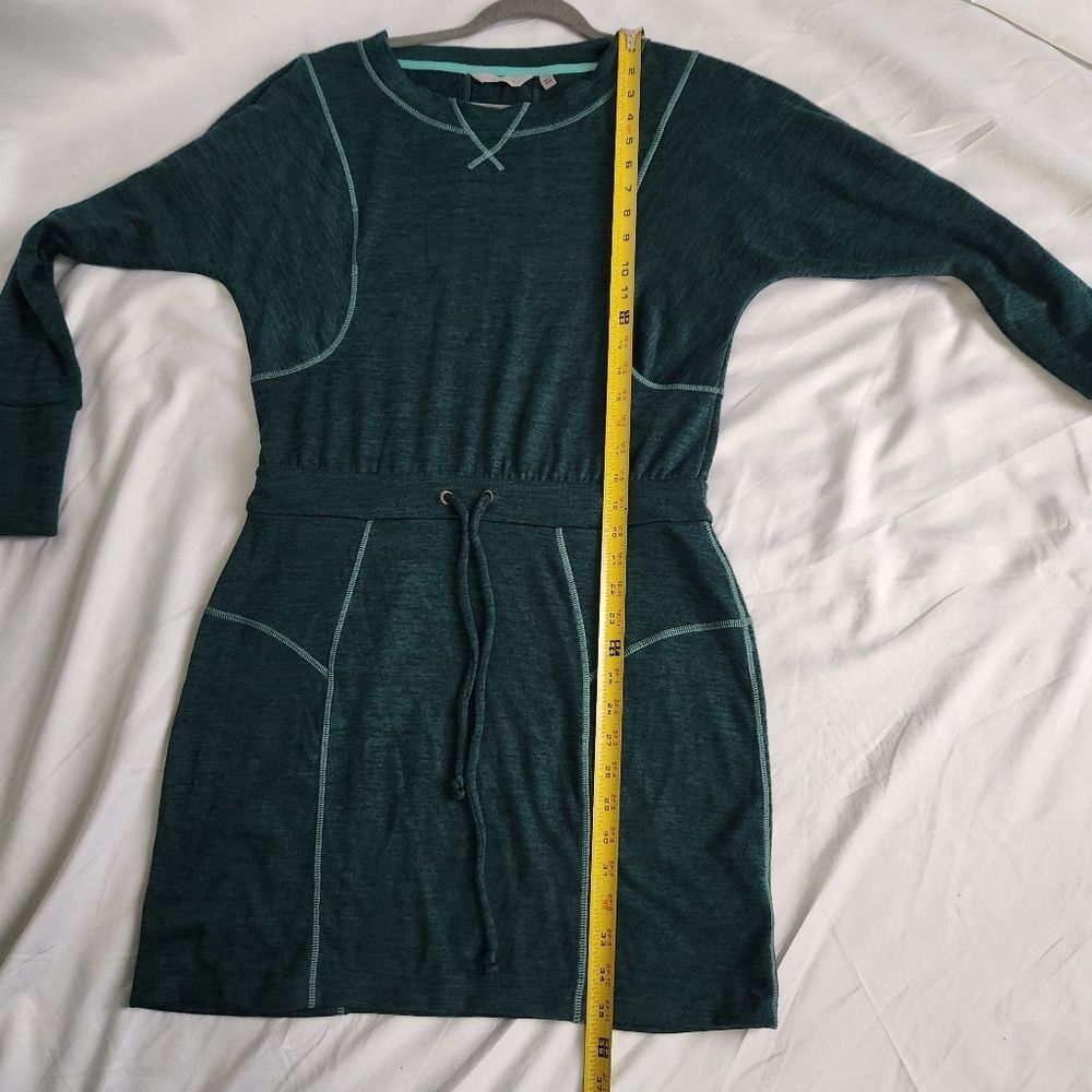 Athleta Give It Your All Small Dress Long Sleeve Drawstring Teal Pockets - Picture 13 of 13
